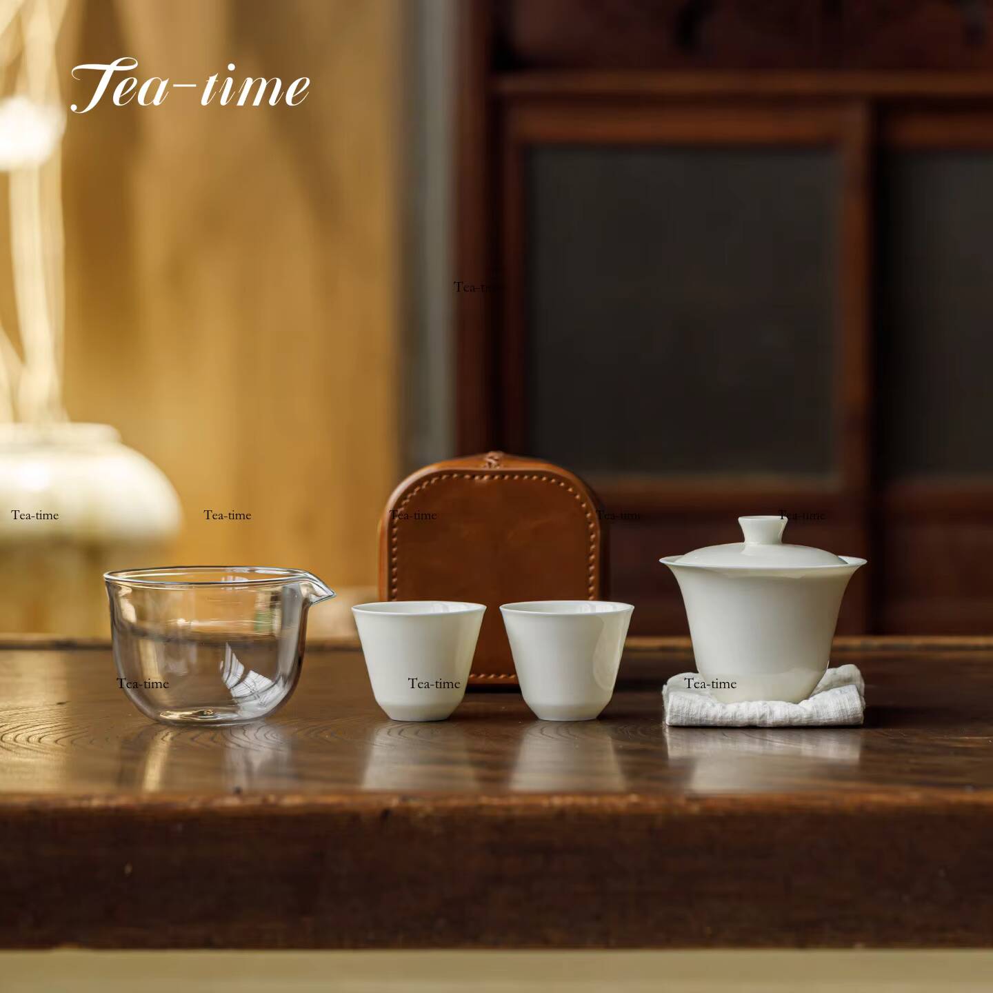 Gongfu Tea Set - Белый керамический дорожный чайный набор Гайвань