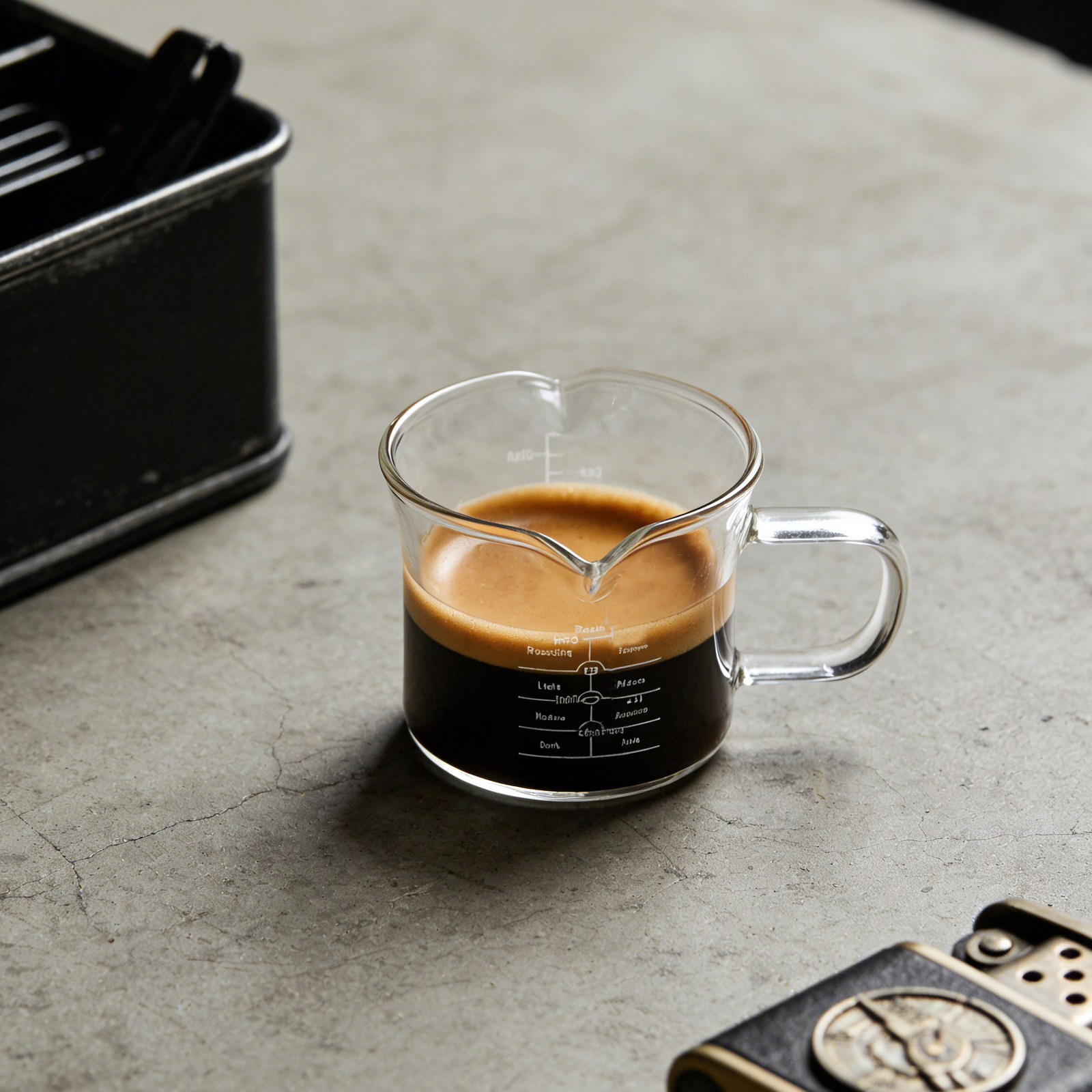 Coffee Tea Espresso - Стеклянный мерный стакан с двойным носиком,