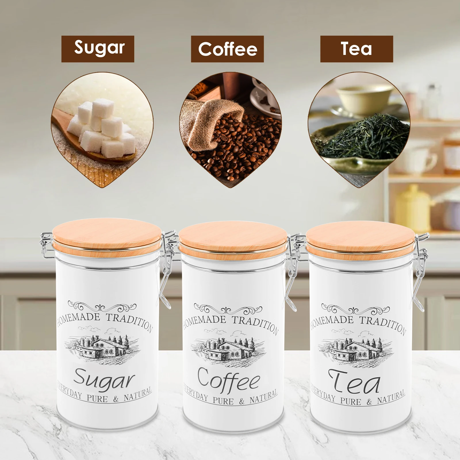 3 шт./компл., канистры для чая – обзор и цена Coffee Tea Sugar Canisters