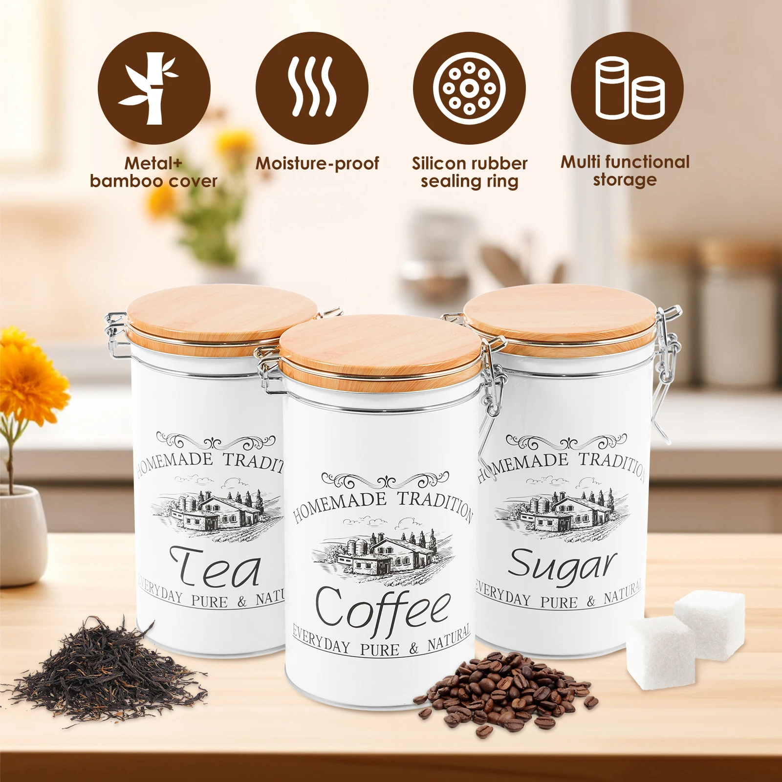 3 шт./компл., канистры для чая – обзор и цена Coffee Tea Sugar Canisters
